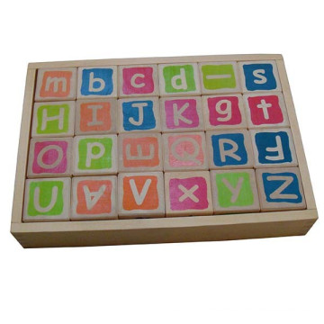 Juguete preescolar de madera de pantalla de seda Alfabeto bloques para los niños